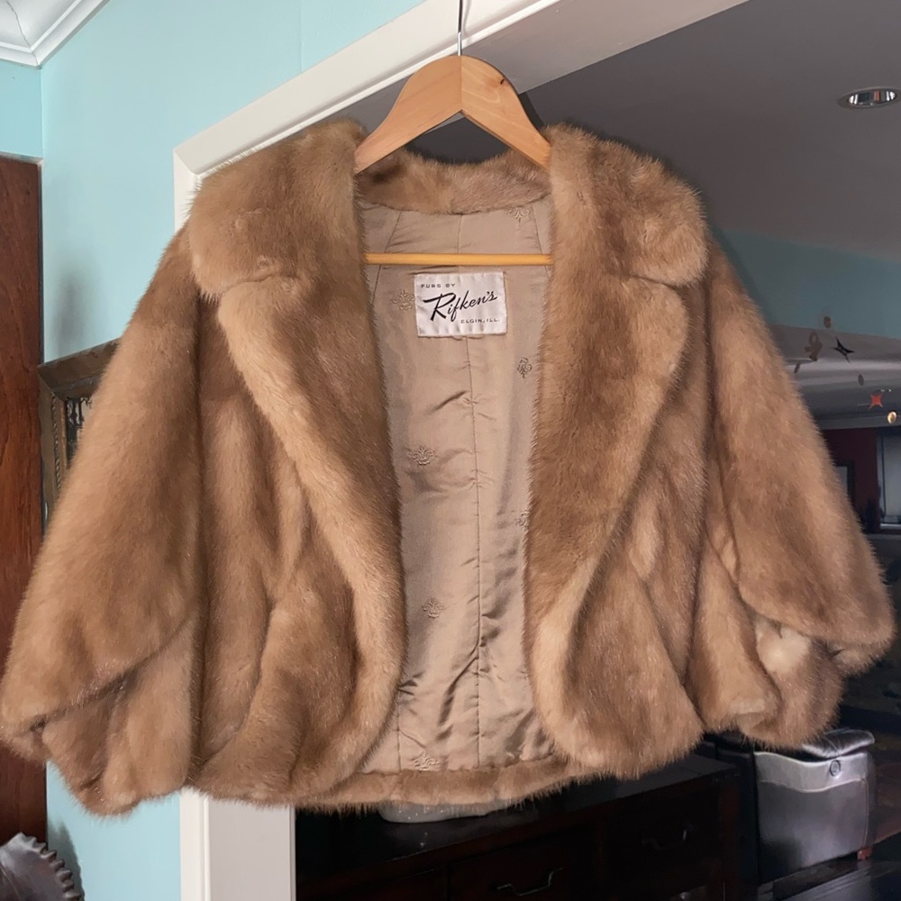 *Vintage Blonde Mink Fur Coat Capelet*1940s/1950s*Rockabilly Bombshell Vixen*